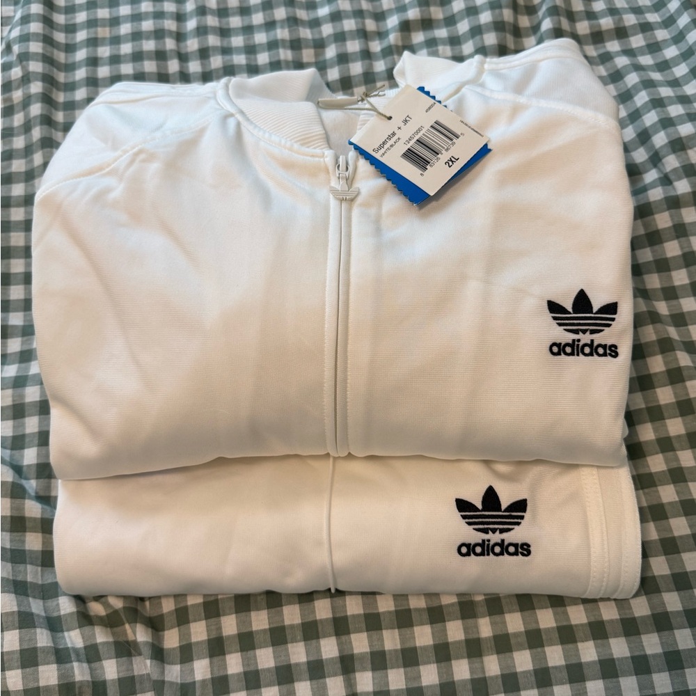 Men’s Superstar Jacket & Pant Set BRAND NEW White and Black 2XL